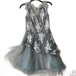 nha khanh lace Cocktail Dress Womens S 4 Mini Sleeveless Designer Tulle Floral